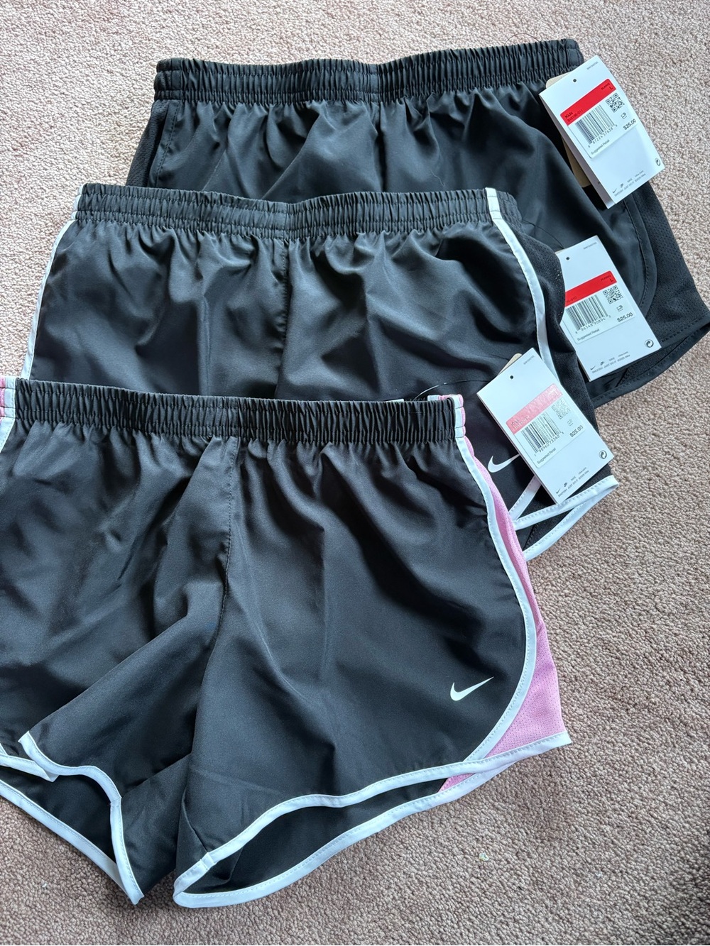 Nike Kids Girls set lot bundle of 3 athletic shorts gym sports size large NWT